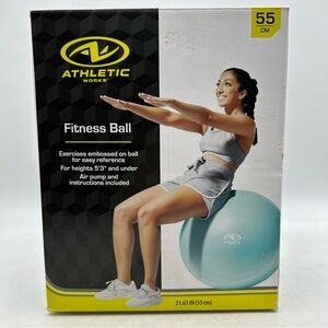 ATHLETIC WORKS FITNESS BALL 55CM PUMP AND INSTRUCTIONS INCLUDED